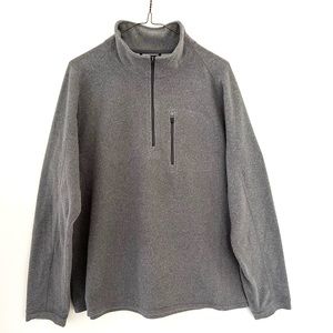 L.L. BEAN Quarter Zip in Gray Fleece, Chest Zip Pocket Men’s Large Regular